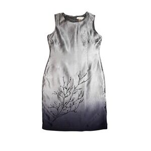 Jessica Holbrook Silk Ombre Beaded Sheath Dress Silver Grey Size 10 A66879